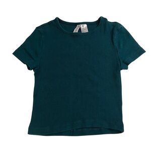 h&m dark green ribbed baby tee xs